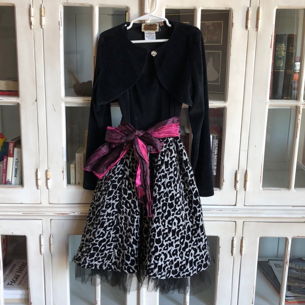 Adorable black velour “vintage couture” dress